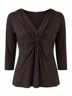🦋 2/30 Chaus Y2K Chocolate Brown Twist Front Tunic Top M
